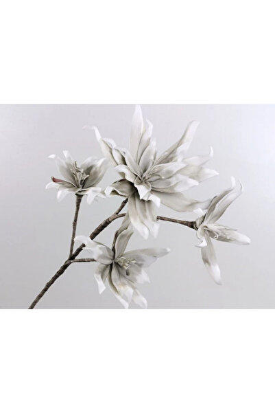 OEM Floare decorativa ,creanga magnolie cu 5 flori alb-gri, L90cm