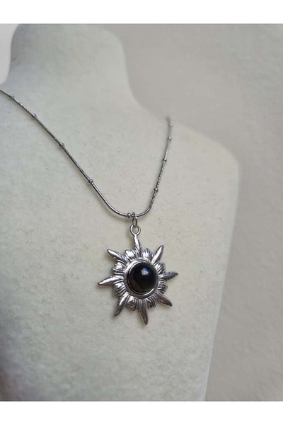 Haze Non-Tarnish Steel Black Sun Necklace