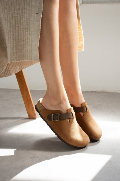 Uniqueqoop Oslo Genuine Leather Cork Sole Orthopedic Unisex Slippers