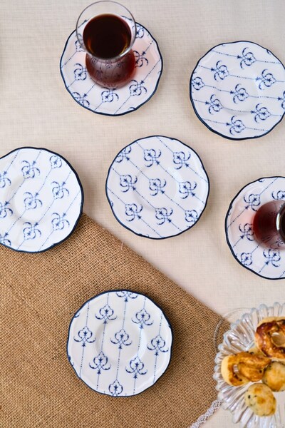 tabakevi Tabak Evi Porcelain Audrey 6-Person Cake Set 20cm and Tea Plate Set 12cm