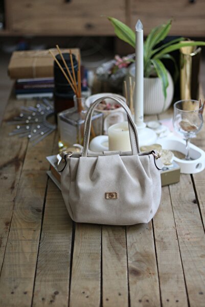 Moom Bag Women's Cream Suede Strap Shoulder Bag