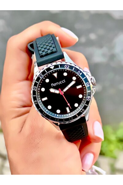 Ferrucci ساعة يد نسائية أصلية بحزام سيليكون مع ضمان لمدة عامين مع سوار مقاوم للماء كهدية