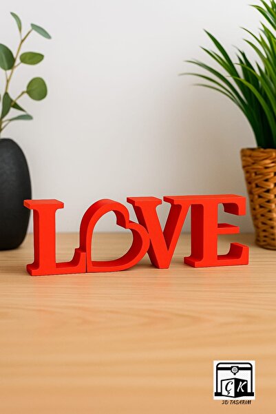 ÇK 3D TASARIM Love Yazılı Dekoratif Biblo ve Masa Üstü Dekor -22 Cm X 6 Cm (B...