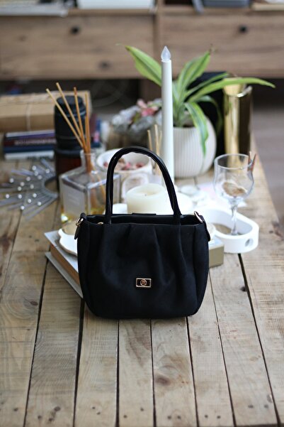 Moom Bag Women's Black Suede Strap Shoulder Bag