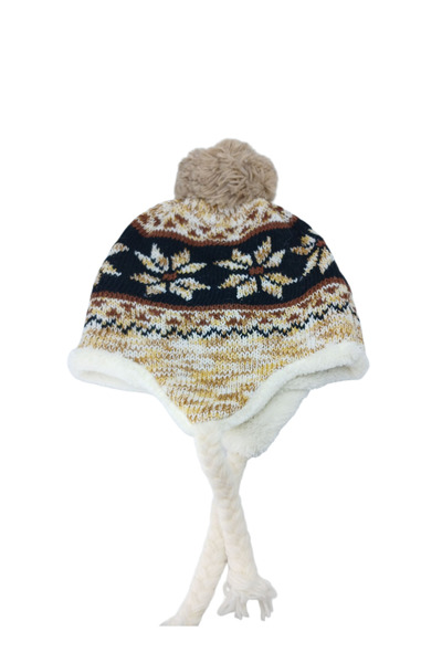 Mustran Children's Scarf, Beanie, Gloves Set of 3 Unisex Waiter Pom-Pom Furry Drawstring Knitwear Winter Gift