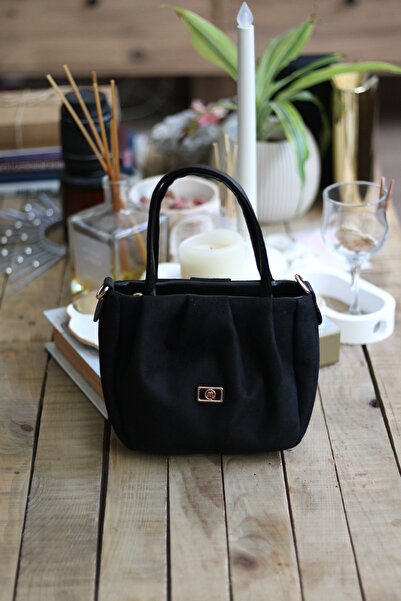 Moom Bag Women's Black Suede Strap Shoulder Bag