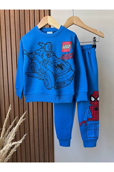 KidsSel Yeni Sezon Erkek Çocuk Baskılı Model Pamuklu Kumaş Alt Üst Takım