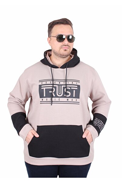 MocGrande Φούτερ με κουκούλα μεγάλου μεγέθους Double Face Trust 25701 ΜΠΕΖ