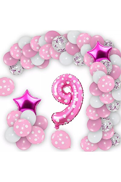 DÜVENCİ TİCARET ροζ πουά σετ μπαλονιών για γενέθλια