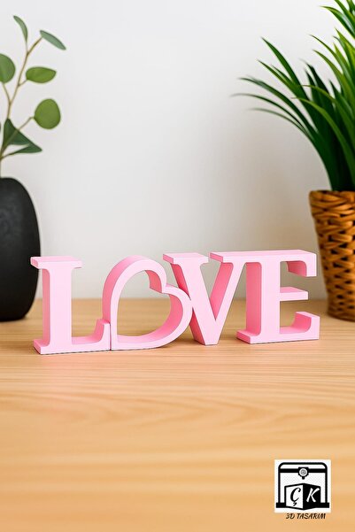 ÇK 3D TASARIM Love Yazılı Dekoratif Biblo ve Masa Üstü Dekor -22 Cm X 6 Cm (B...