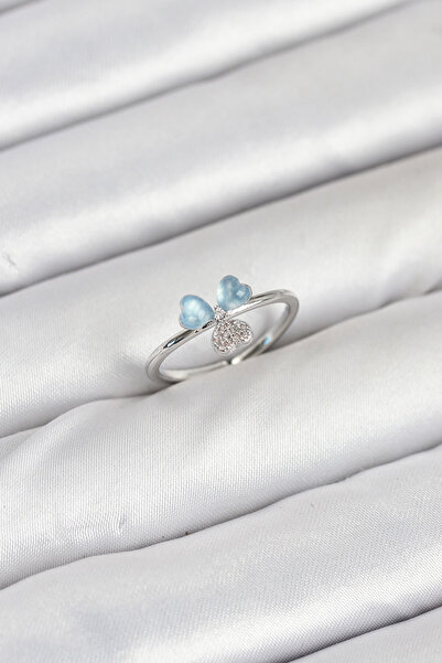 Lisinya خاتم نسائي من النحاس باللون الفضي موديل Yonca - TYGOO