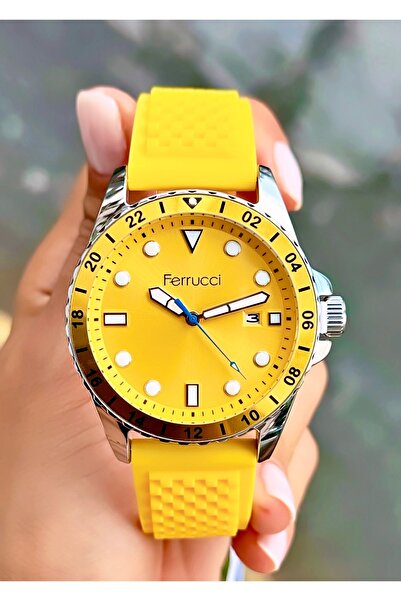 Ferrucci ساعة يد رجالية أصلية بحزام سيليكون مع ضمان لمدة عامين مع سوار مقاوم ...