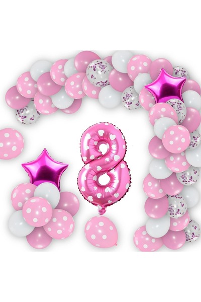 DÜVENCİ TİCARET ροζ πουά σετ μπαλονιών για γενέθλια