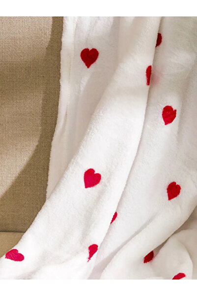 LC Waikiki LCW HOME Kırmızı Kalp Baskılı Tv Battaniyesi 100x150 Cm
