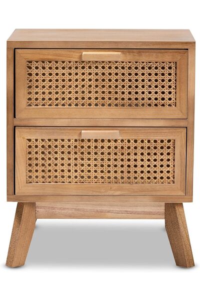 Creawood Baxton 2 Çekmeceli, Hazeran Detaylı, Masif Ahşap Kayın Komodin