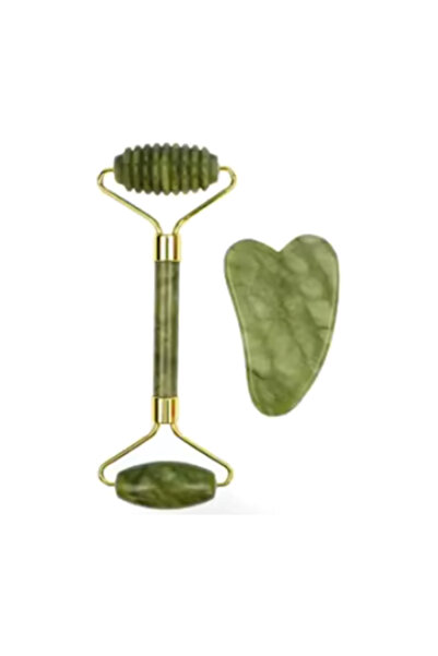 RIAL BEAUTY أداة تدليك الوجه ثنائية الجوانب بحجر اليشم -