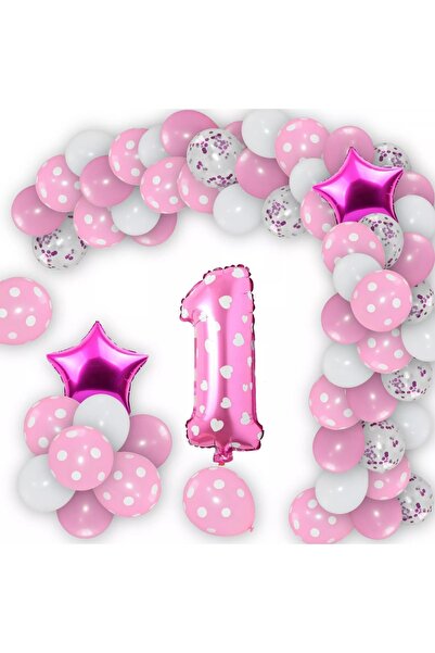 DÜVENCİ TİCARET ροζ πουά σετ μπαλονιών για γενέθλια