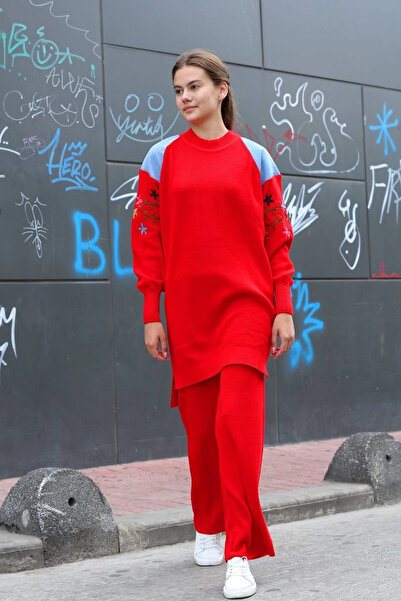 Ethab Ticaret Shoulder detailed, sleeve embroidered, double top and bottom kn...