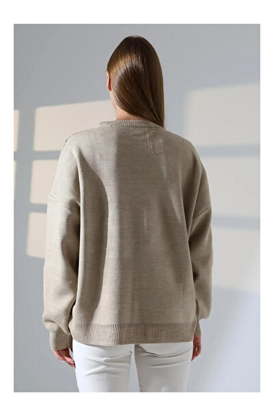 LAVİN GİYİM Geometric Patterned Oversize Women's Sweater