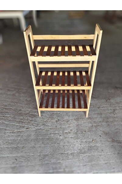 CrkWood 3 Katlı Ahşap Raf, Ayakkabılık, Organizer, Kitaplık
