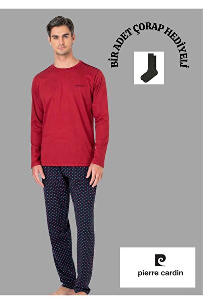 Pierre Cardin %100 Pamuklu Bisiklet Yaka Cepli Desenli Pijama Takımı THCL9VR6PC