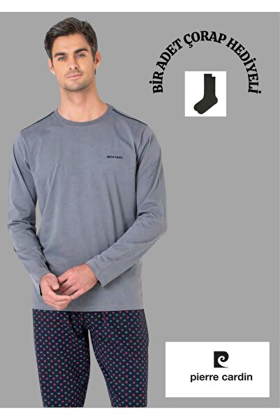 Pierre Cardin 100% Cotton Crew Neck Pocket Patterned Pajama Set Thcl9Vr6Pc