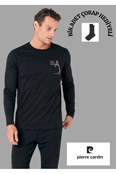 Pierre Cardin 100% Cotton Crew Neck Pajama Set with Pockets Thcl6Vr03Pc