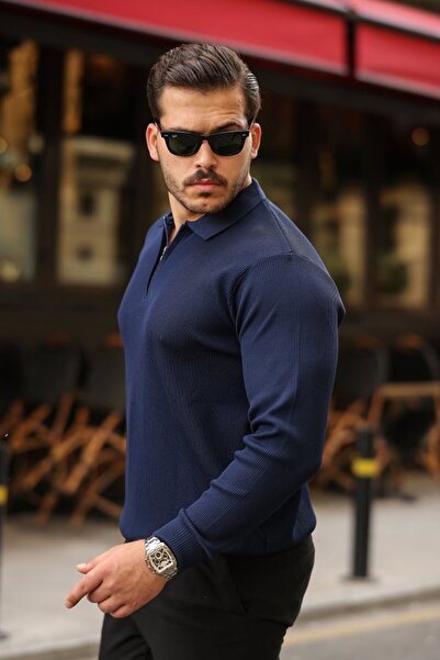 Wear Up Men's Thessaloniki Knitted Collared Long Sleeve Sweater