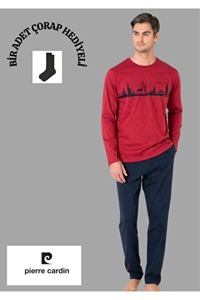 Pierre Cardin 100% Cotton Crew Neck Pajama Set with Pockets Thcl6Vr04Pc