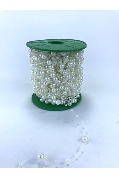 Hobimos 2 Metre Krem Saçaklı Misinalı İnci Boncuk