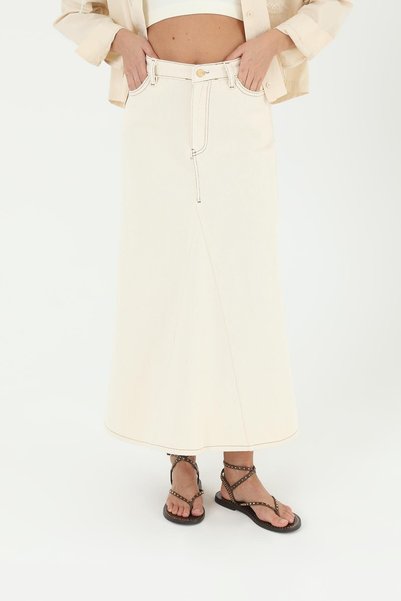 Puane Women's Front Split Skirt - 18186Etk - Beige
