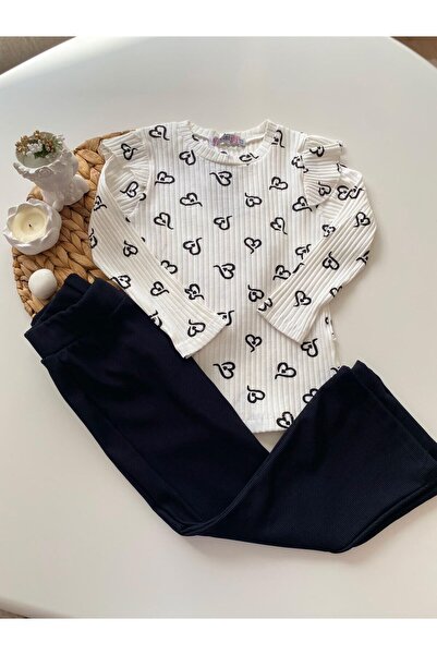 KANKA BENİGİY بدلة طويلة للفتيات بنمط قلب أسود وأبيض