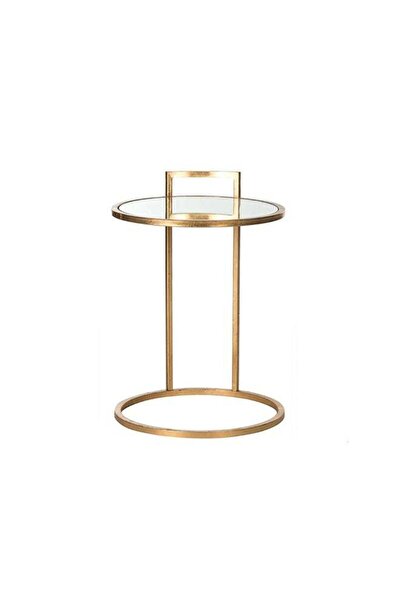 Generic Homezmart Side Table Iron and Clear Glass Gold - 35×35×55 cm