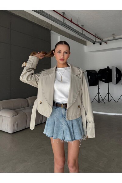 ZTO Women's Design Premium Crop Trench Coat