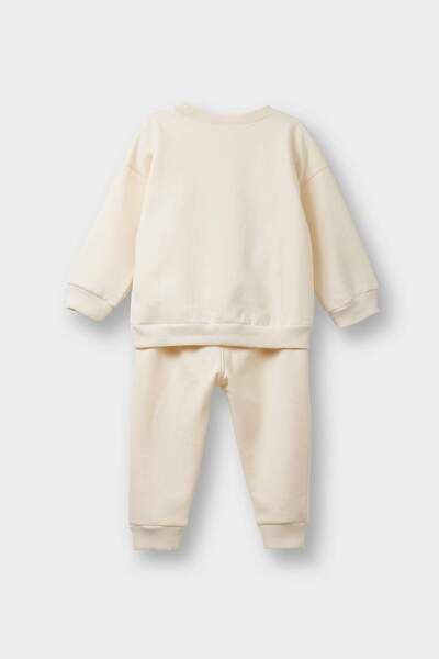 DeFacto Kız Bebek 2'li Takım İçi Yumuşak Tüylü Baskılı Sweatshirt Eşofman Altı F0559A525WN