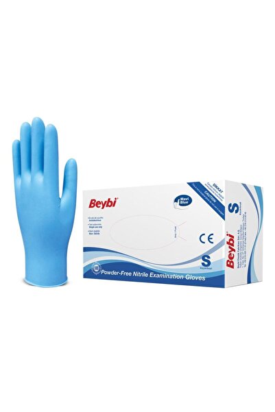 Omnipazar Beybi Nitril Pudrasız Mavi Muayene Eldiveni 100' lü Paket Small