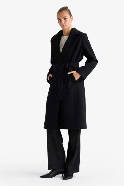 DeFacto Regular Fit Kuşaklı Kaşe Kaban F1207AX25WN