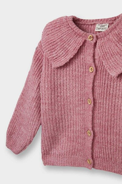 DeFacto Baby Girl Big Collar Buttoned Knitwear Cardigan F2655A525Wn