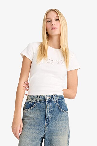 DeFacto Μπλουζάκι με κοντό μανίκι με ριμπάντα με σχέδιο αστεριών Coool G2770AX25AU