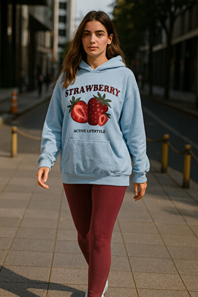 UNCİA OUTDOORS Жіночий худі з принтом Strawberry Oversize Hoodie