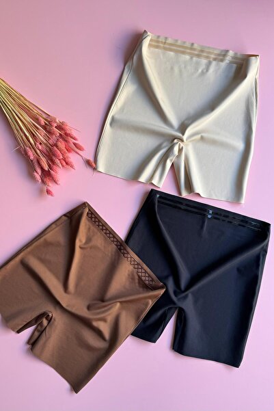 Elosia High Waist 3-Pack Black, Tan, and Brown Color Seamless Mini Women's Shapewear Tights with Non-Slip Silicone Band