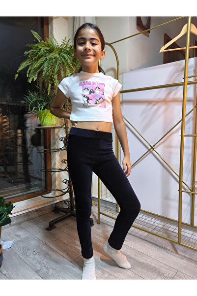 Şimo Butik Devojčice čarape zimske Somot elastični struk tamnoplave