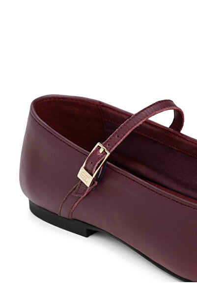 Tommy Hilfiger Deri Bordo Kadın Babet FW0FW09152H04