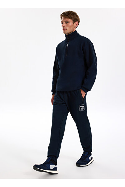 Jeep Lastikli Bel Standart Lacivert Erkek Eşofman Altı J4WM-EA7357