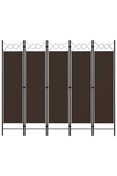 vidaxl 5-Panel Room Divider Brown 200x180 cm