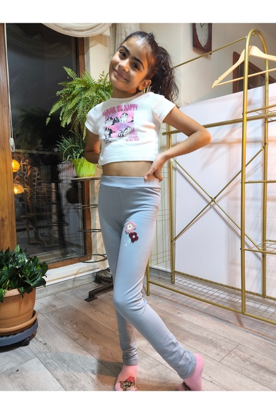 Şimo Butik Зимни чорапогащи за момичета, памук с еластична талия, бродиран мо...