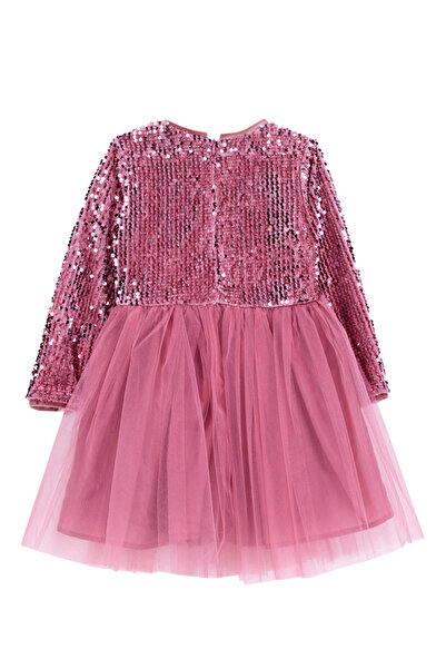 Barbie Pullu Pembe Kız Çocuk Abiye Elbise BRB5WG-ELB6661