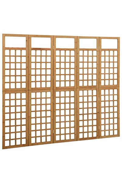 vidaxl 5-Panel Room Divider/Trellis Solid Fir Wood 201.5x180 cm