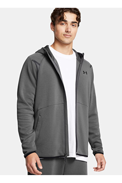 Under Armour 1389352-025-Ua Unstoppable Flc Fz H Gray Hooded Collar Regular Straight Men's Sweatshirt