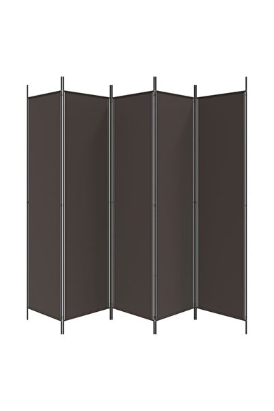 vidaxl 5-Panel Room Divider Brown 250x200 cm Fabric